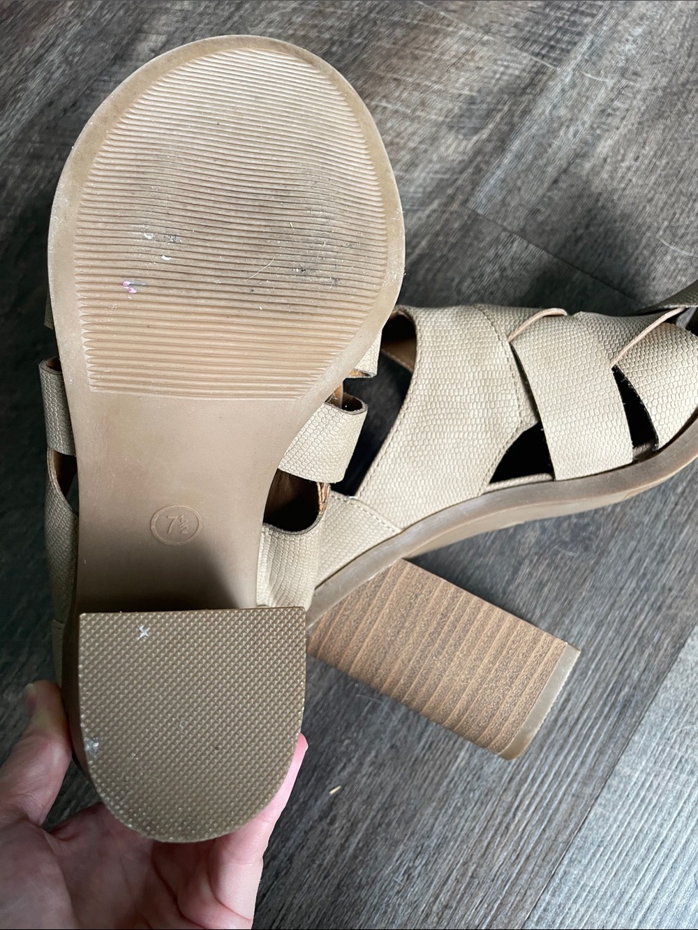 Beige Block Heel Strappy Sandals - Picture 4 of 4